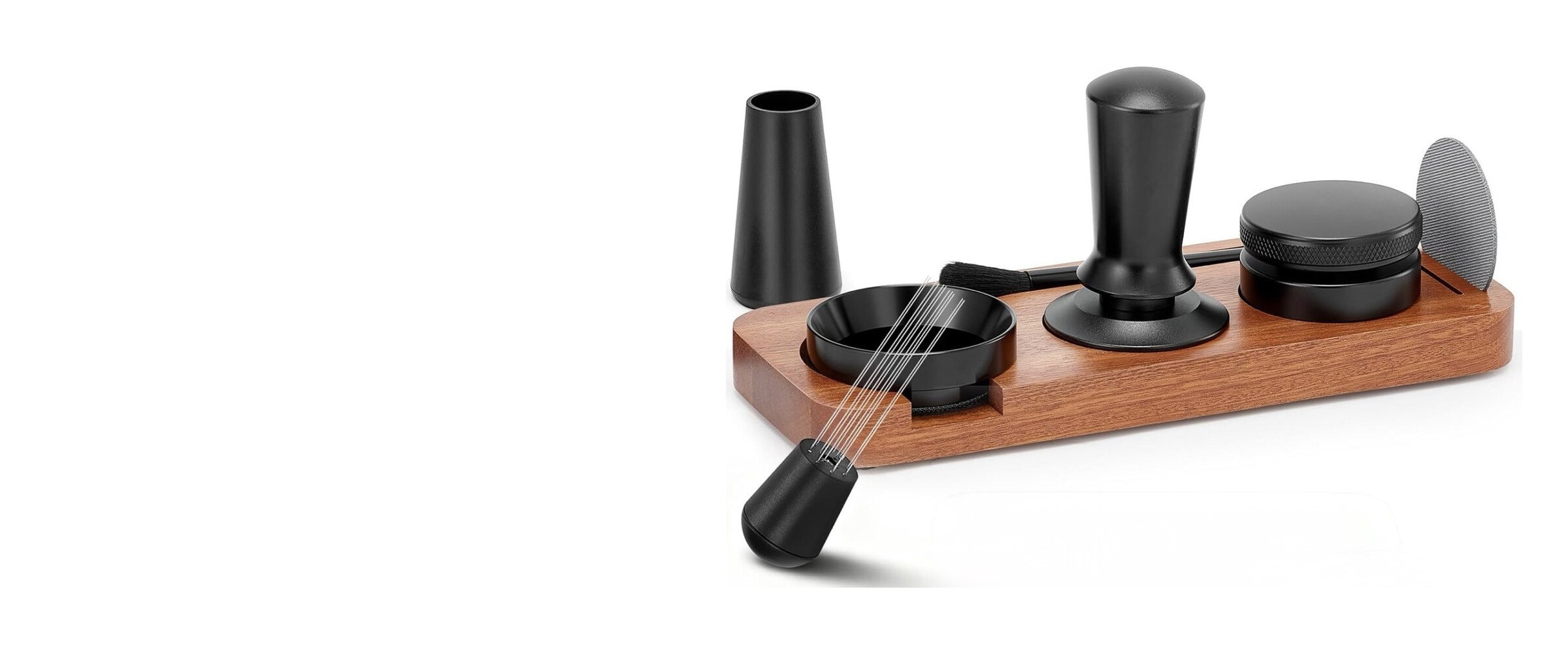 Magawula 7-piece wood and matte black espresso accessory station